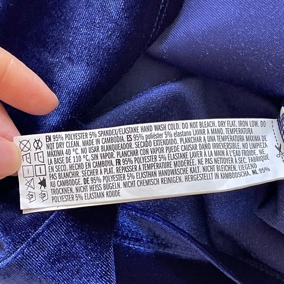 Forever 21 Women's L Velvet Bodycon Dress V Neck Sleeveless Blue Party Stretch - Picture 5 of 8